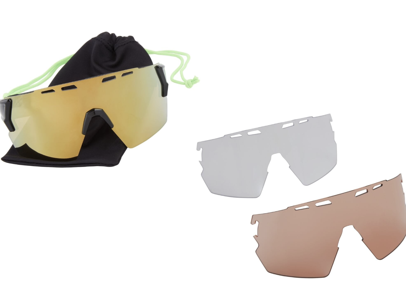 Madison Stealth Gloss Black Road ,Mountain Bike Sunglasses - 3 Lens Pack - Pink Rose Mirror / Amber / Clear