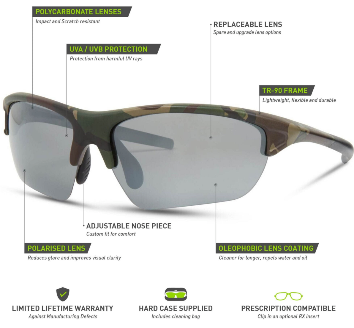 Madison Mission Camo Sunglasses Mountain Bike Glasses