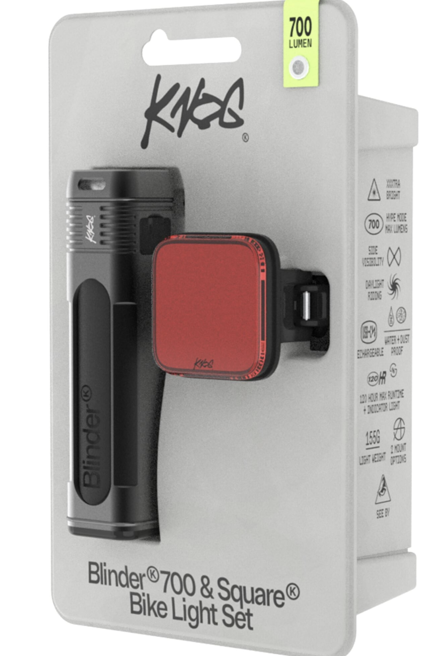 KNOG Blinder Pro 700 Front Light + Blinder Square Rear Bike Light