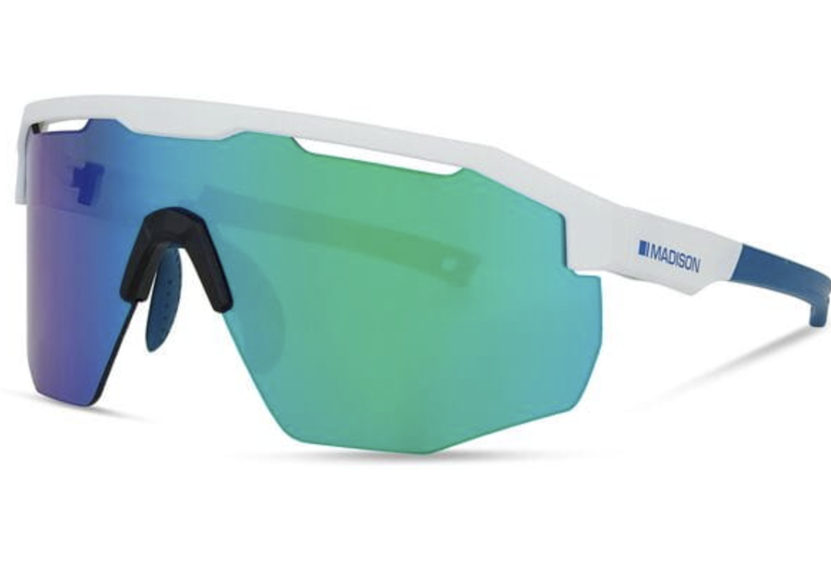 Madison Cipher Gloss White Sunglasses - Green Mirror Lens