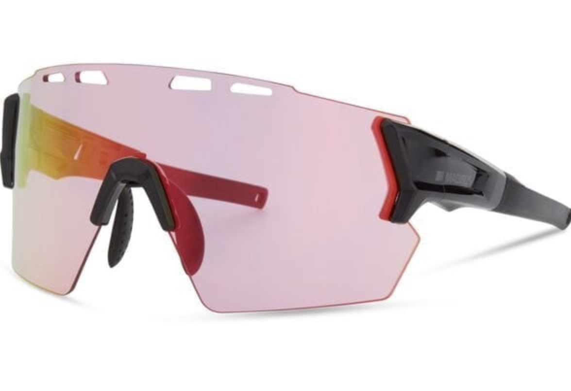 Madison Stealth Gloss Black Road ,Mountain Bike Sunglasses - 3 Lens Pack - Pink Rose Mirror / Amber / Clear